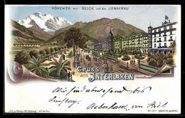 Litho Interlaken, Höheweg mit Blick auf