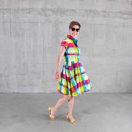 Mehrfarbiges Baumwoll-Hemdkleid von Silvia Bessenich, Basel