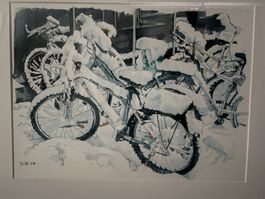 Weihnachtsgeschenk.. Fahrräder im Schnee, Original