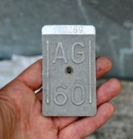 Velonummer AG 60 von 1960 - Aargau -  grau in grau