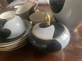 Bavaria Mocca Kaffeeservice , Schwarz-Mint-Gold
