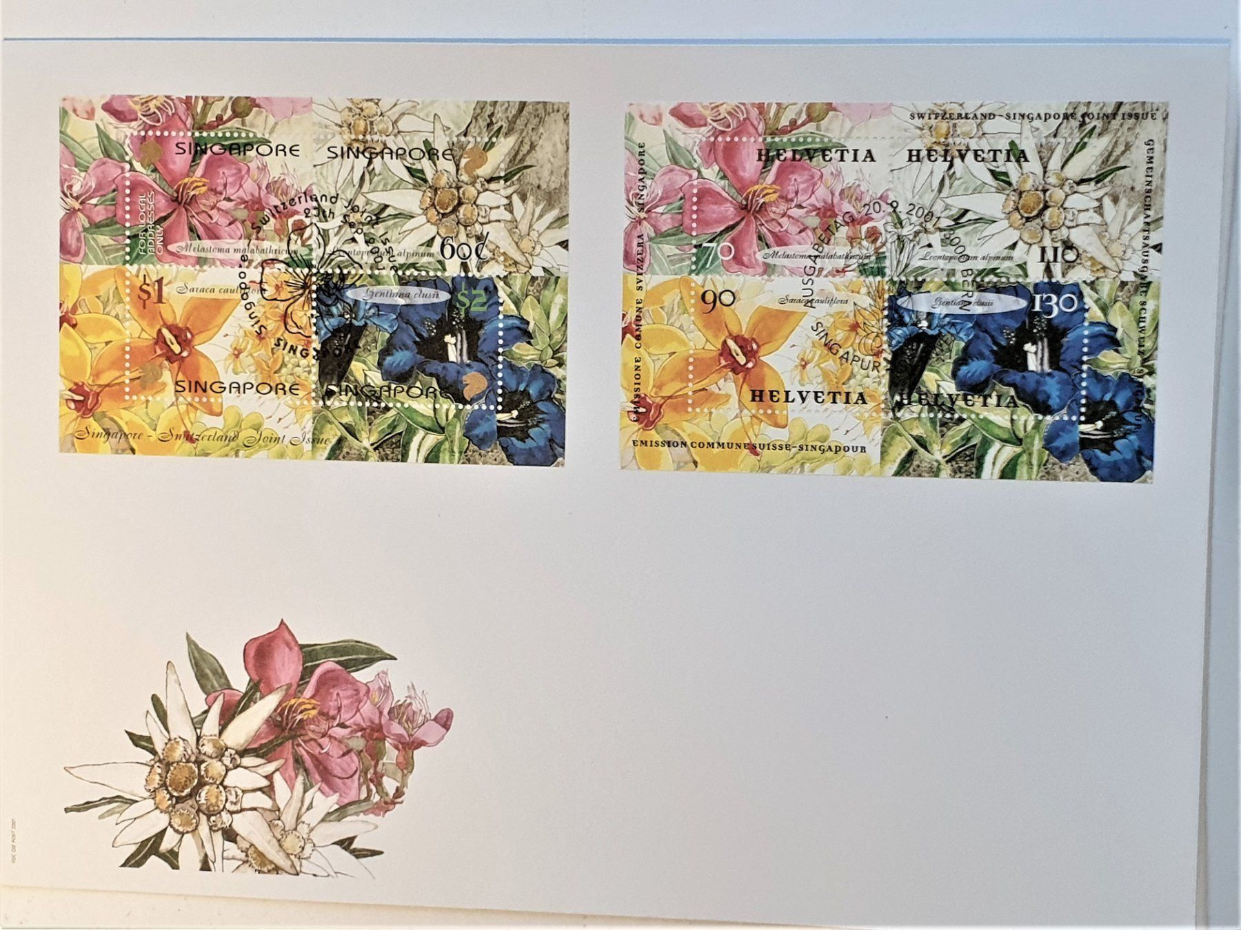 Tutti i francobolli: (184)  2001 Singapur-Schweiz "Blumen" – Usato da Schwarzhäusern venduto da Inot3