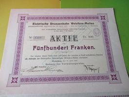Aktie, 1904, Elektrische Strassenbahn Wetzikon-Meilen