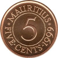 MAURITIUS - 5 CENTS 1990 - IN MUENZKARTON - EXZELLENT/VORZ.