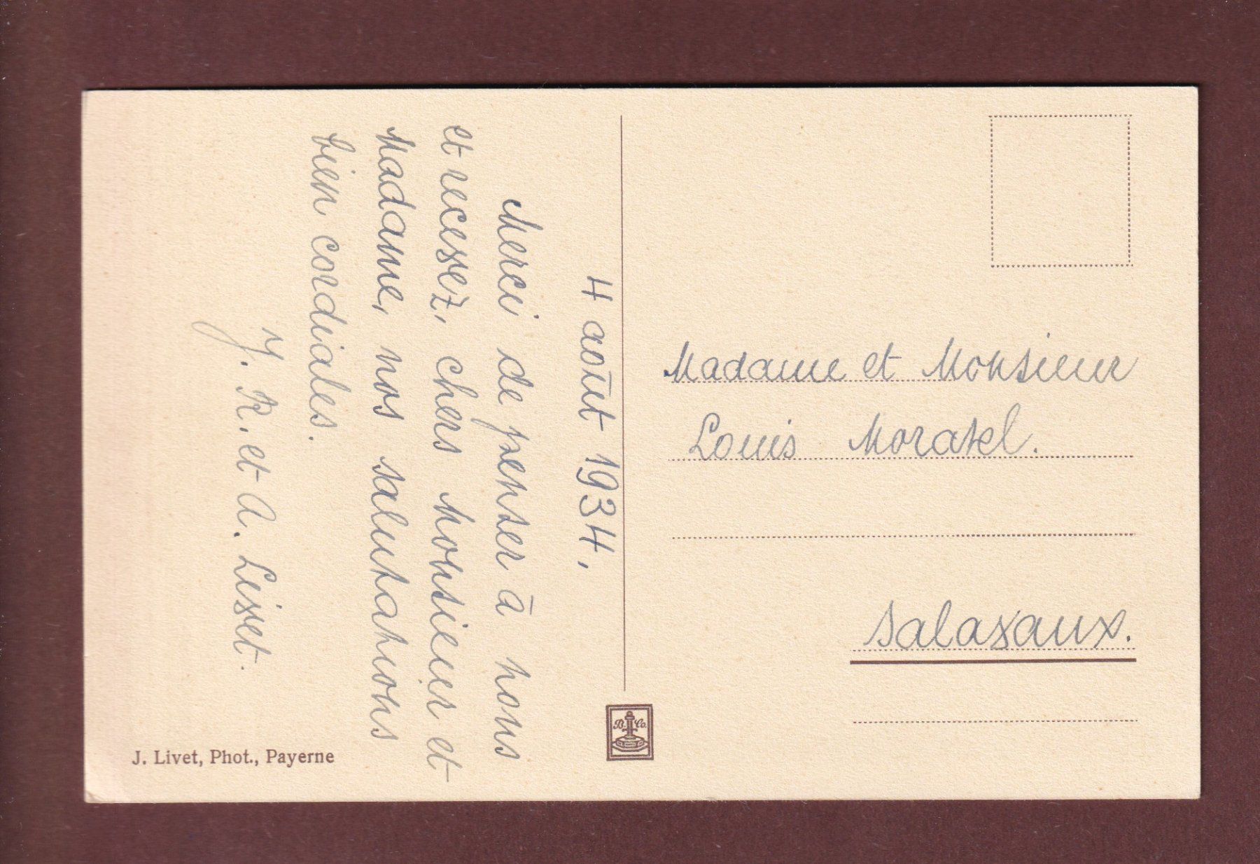 Cartoline postali: PAYERNE - Abbatiale - 1934 – Usato da Pully venduto da nicecards-shop 1