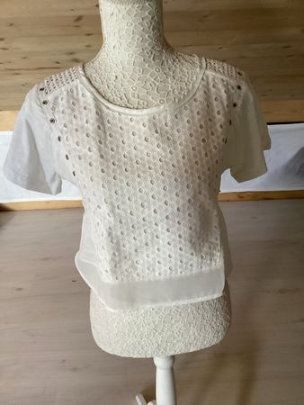 Calvin Klein Jeans Damen Top Weiss Grösse XS mit Lochsticker