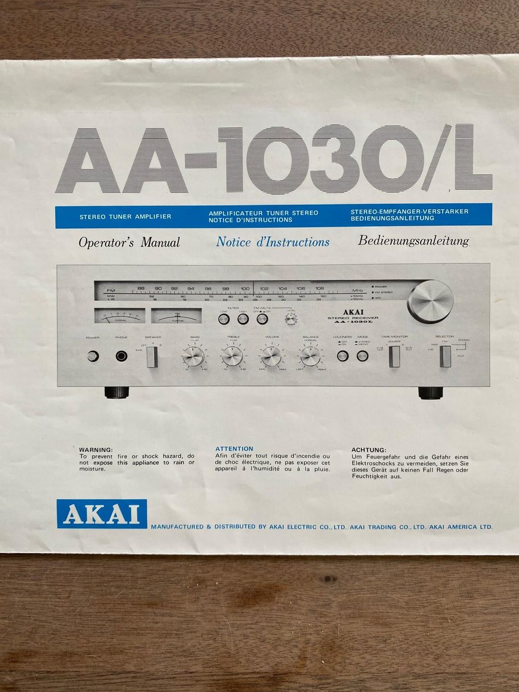 Ricevitori: AKAI Stereo Receiver AA-1030 mit Bedienungsanleitung – Usato da Langnau am Albis venduto da sla_zzf8 1