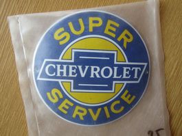 Emaille - Schild Chevrolet Super Service Neu 12 cm