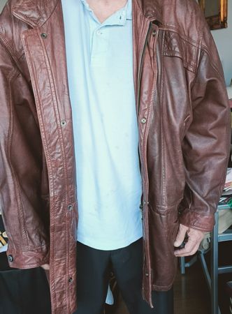 Giacca di pelle vintage Karlsburg marrone – uomo/unisex 49