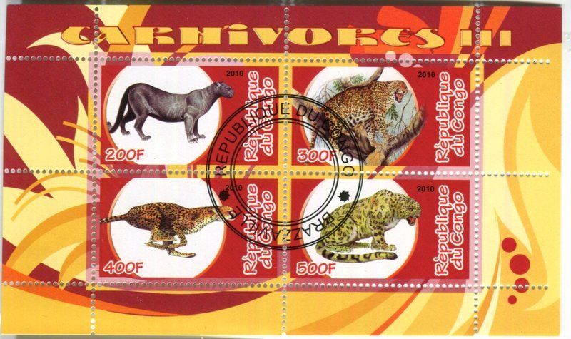 Alle Briefmarken: Block "Schneeleopard, Leopard, Fossa". Kongo – Neu und originalverpackt aus Basel von Butsch5