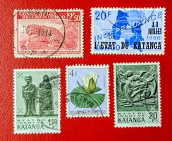 CONGO BELGE BELGISCH KONGO ÜBERDRUCK KATANGA 1948 - 1963