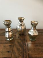 3 Vasen Glas silbrig