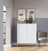 Grössere Kommode weiss geriffelt / goldene Füsse NP 516.-