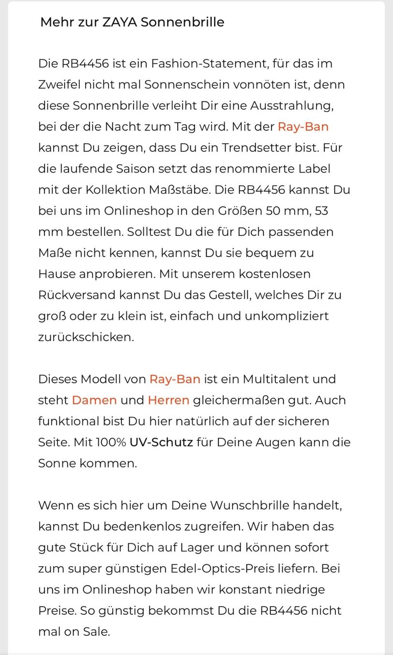 Ray-Ban Occhiali & Lenti: Ray Ban Sonnenbrille (Neu) – Nuovo (secondo la descrizione) da Thun venduto da Brinelchen 6