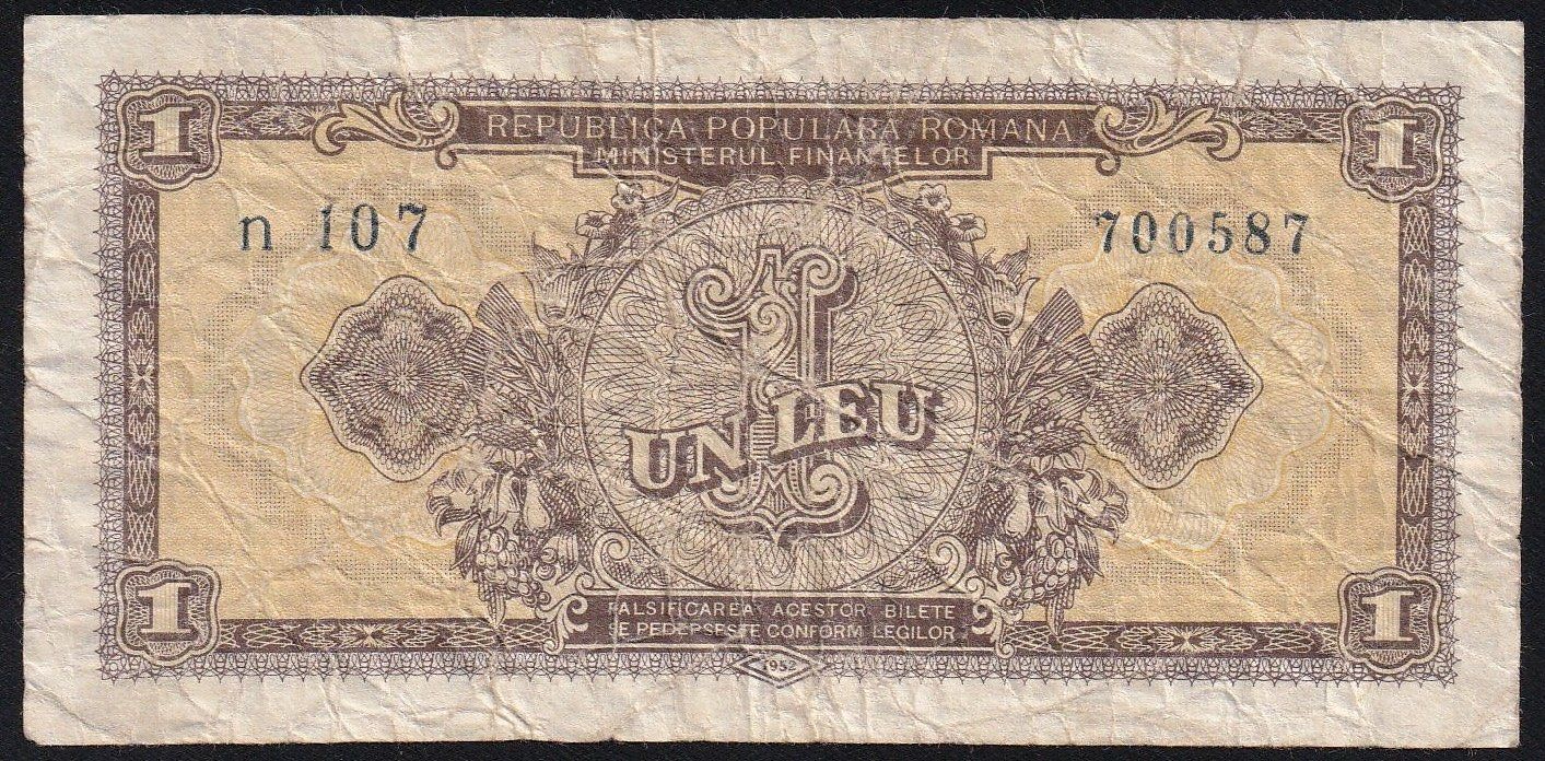 Banconote: Rumänien 1 Leu 1952 – Usato da Brugg AG venduto da banknoten_muesli