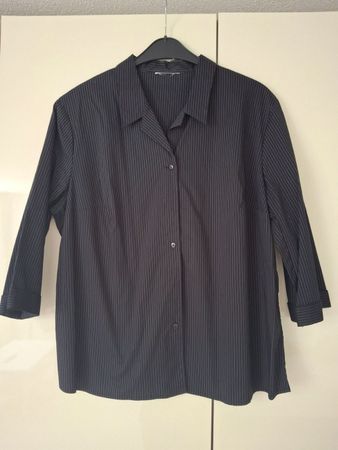 Edle Damen Bluse, schwarz gestreift, Grosse Grössen
