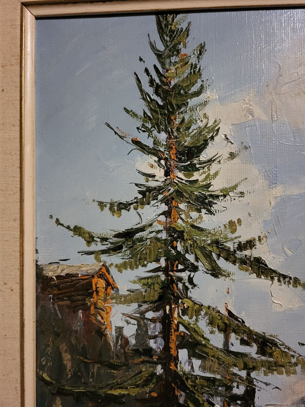 Dipinti: Tableau Cervin depuis la forêt, chalet signé. – Usato da Vevey venduto da oldiz 2