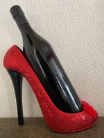 Weinhalter High Heel rot Pailletten Deko Geschenkidee