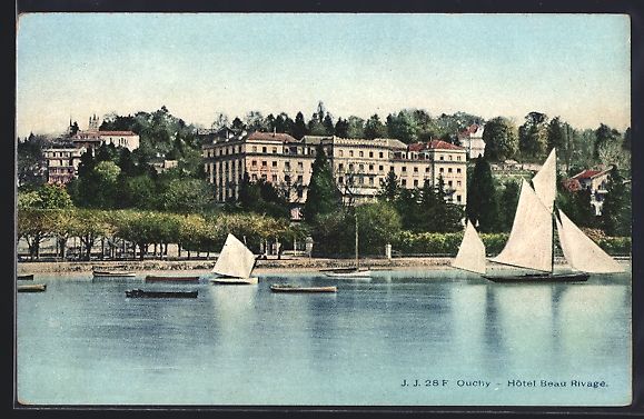 Cartoline postali: AK Ouchy, Hotel Beau Rivage, Segelboote – Usato da Berlin venduto da bartko-reher