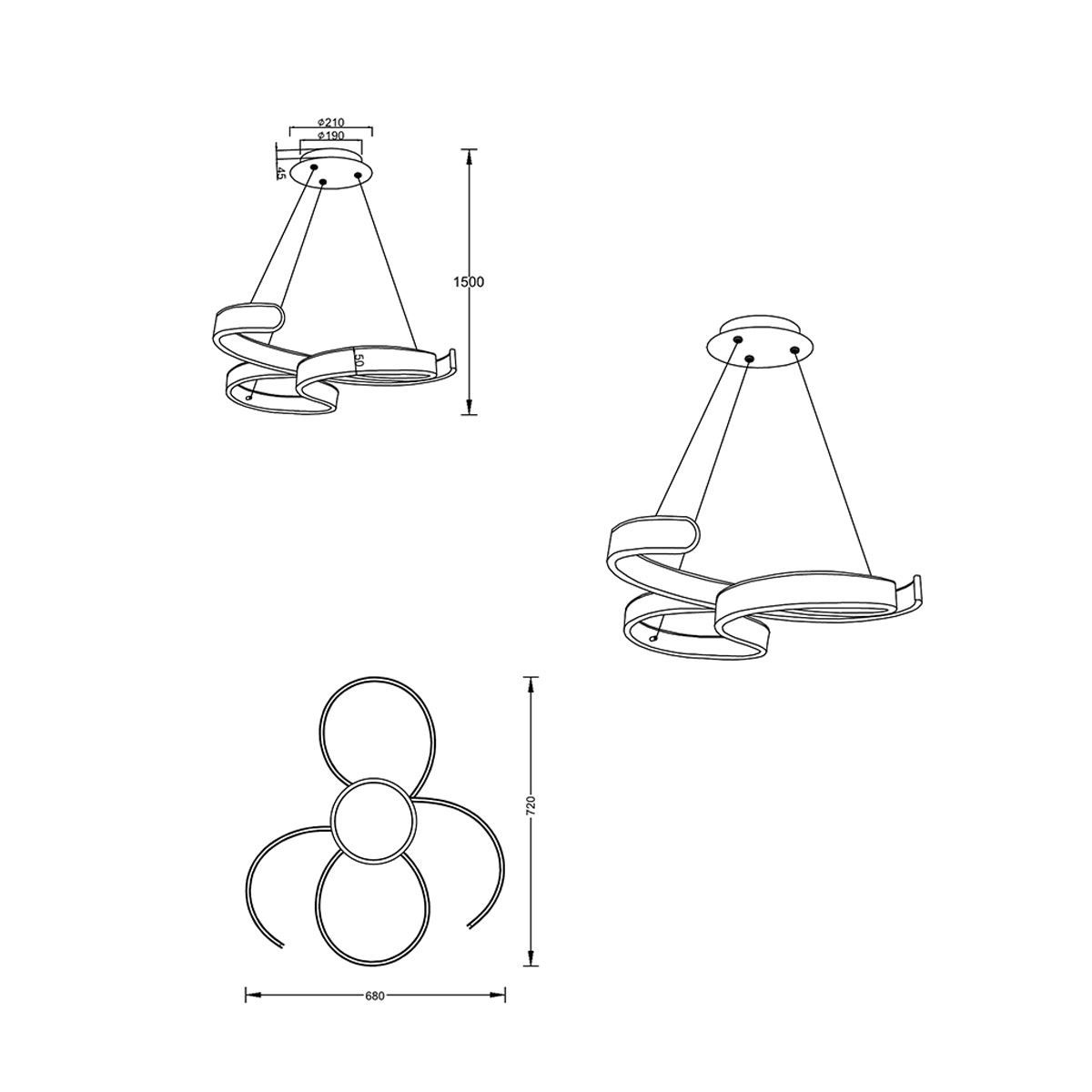 Lampadari & plafoniere: LED Pendelleuchte, Dimmer, 72 cm x 68 cm – Nuovo (secondo la descrizione) da Kreuzlingen venduto da Smart-Light 3