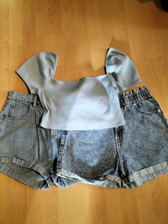 Sommer Denim Shorts, und t shirt Top Zustand, Grösse 42