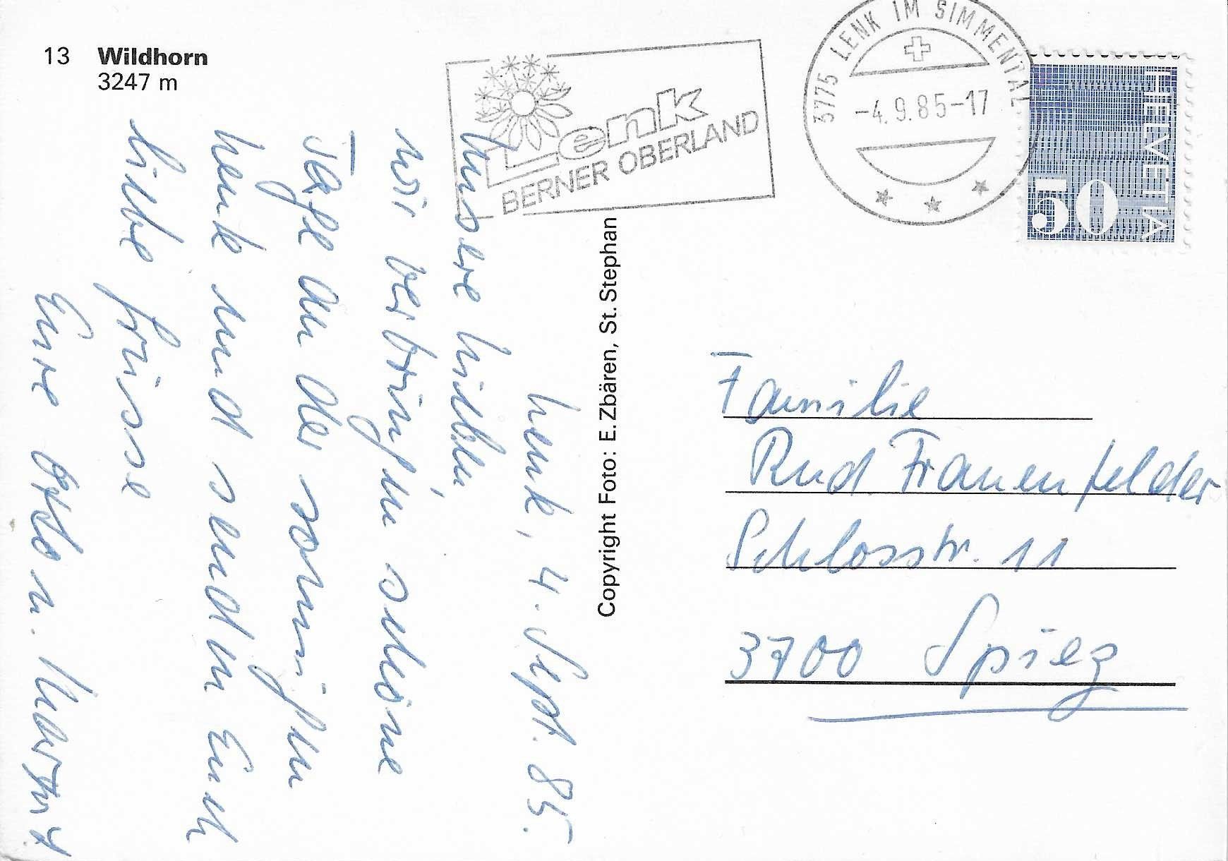 Cartoline postali: Wildhorn BE – Usato da Rothrist venduto da Stranglehold 1