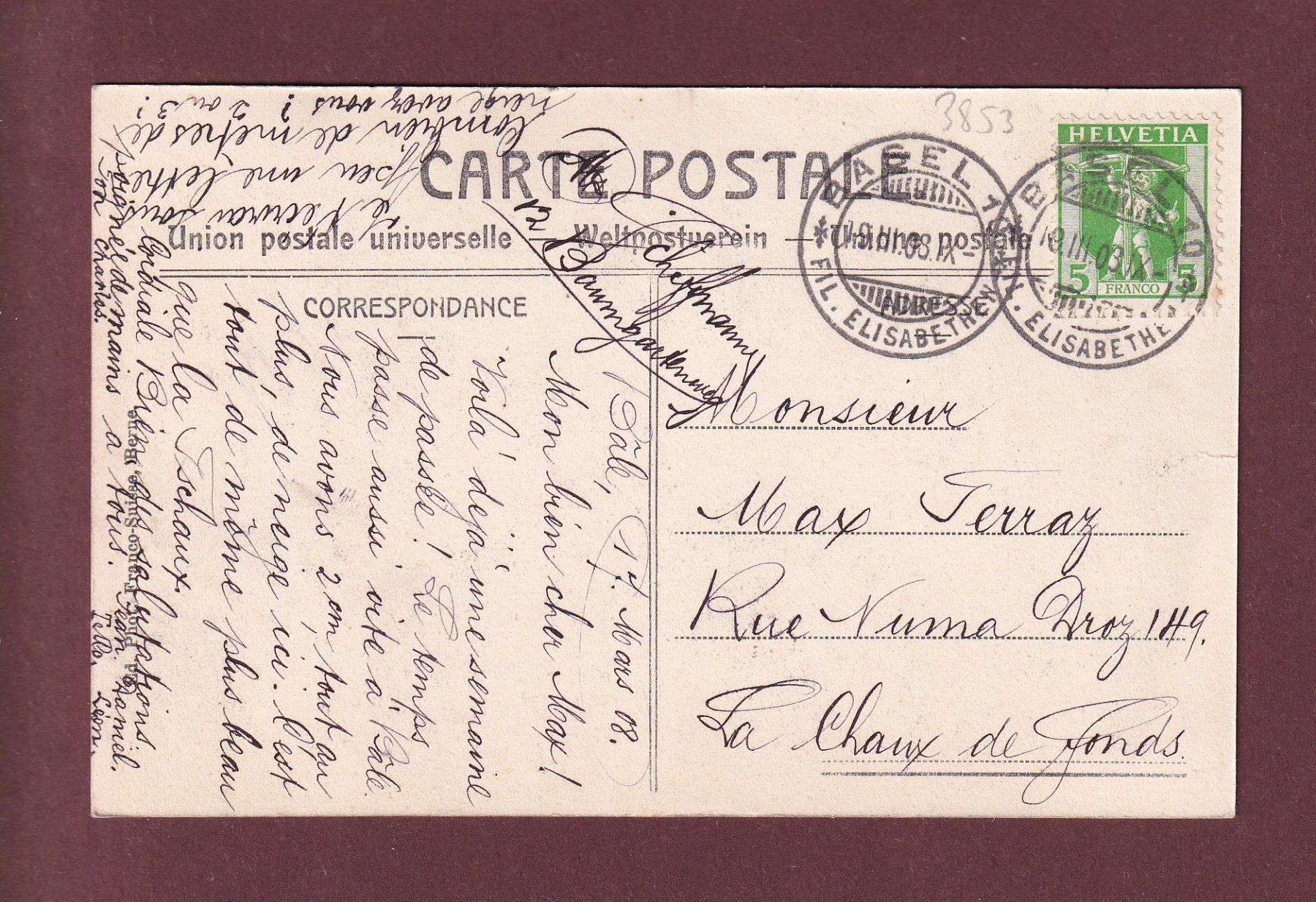 Cartes postales: BASEL - Mittlere Rheinbrücke - 1908 – D'occasion à Pully par nicecards 1