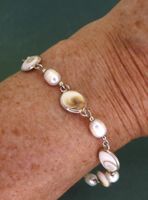 Armband 925 Silber Muscheln und echten Perlen