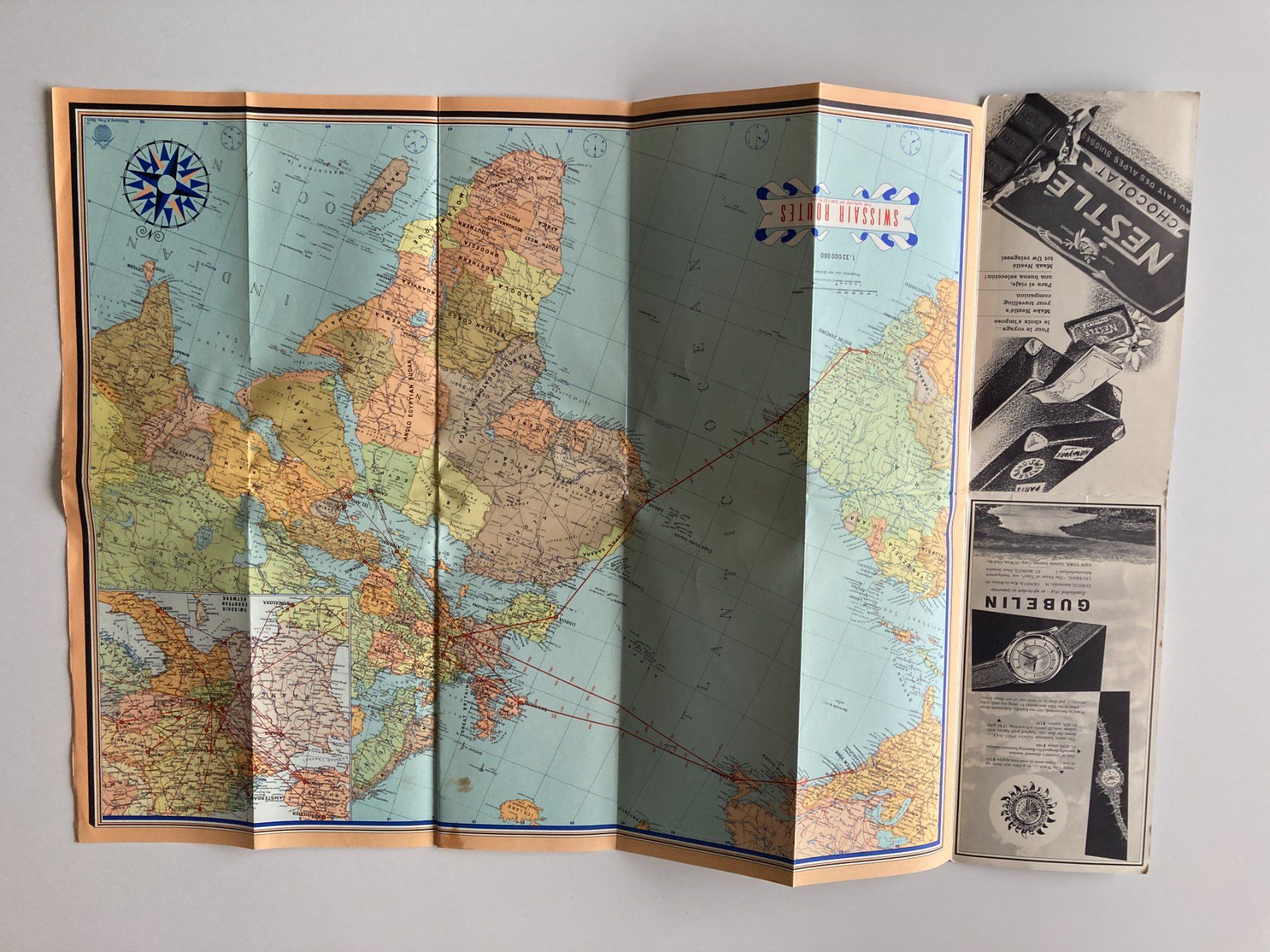Landkarten & Atlanten: Swissair Route Plan 1954 – Gebraucht aus Wil SG von Pin05 3