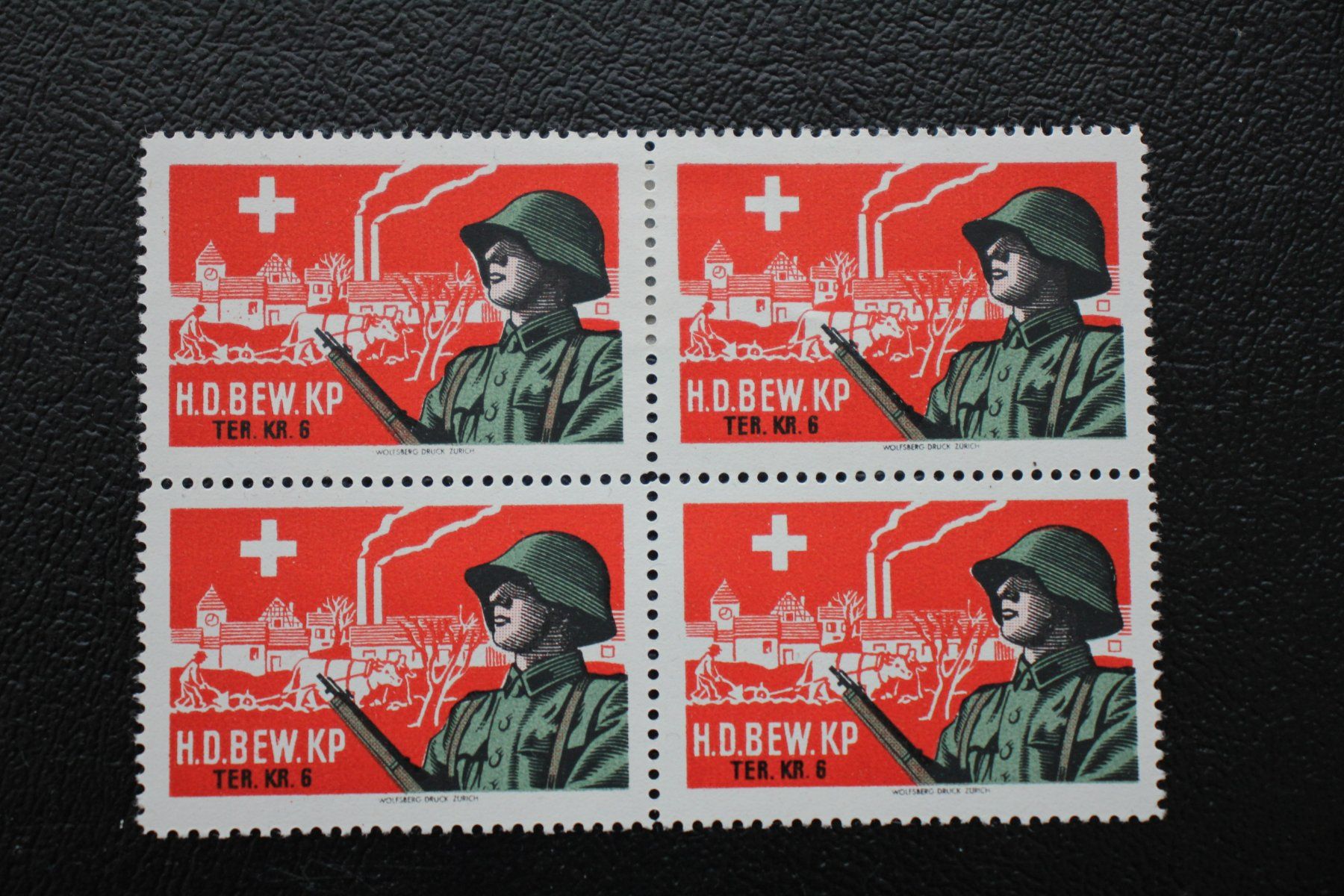 Tutti i francobolli: 4er Block H.D.BEW.KP TER. KR. 6 – Usato da Wiedlisbach venduto da Hrudolfo