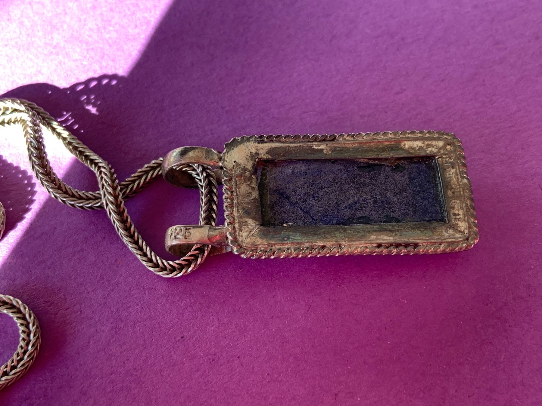Anhänger: Schlangenkette flach + Lapislazuli-Anhängern – Gebraucht aus Dittingen von Bellevista 6