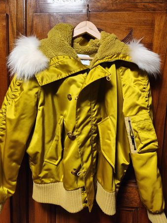 Blouson d'hiver DONDUP jaune fourrure véritable M-L