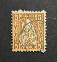 Sitzende Helvetia Einkreisstempel Dachsen blau