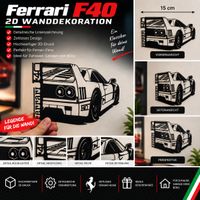 🏎️ Ferrari F40 2D Wanddekoration – 15 cm