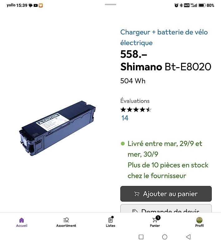 Batterie: Batterie Shimano BT E8020 – Usato da Mamishaus venduto da raphael4954 4