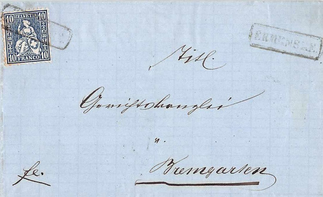 Alle Briefmarken: KASTENSTEMPEL von ERMENSEE 1870 – Gebraucht aus Winterthur von SchatzchischtliWinti
