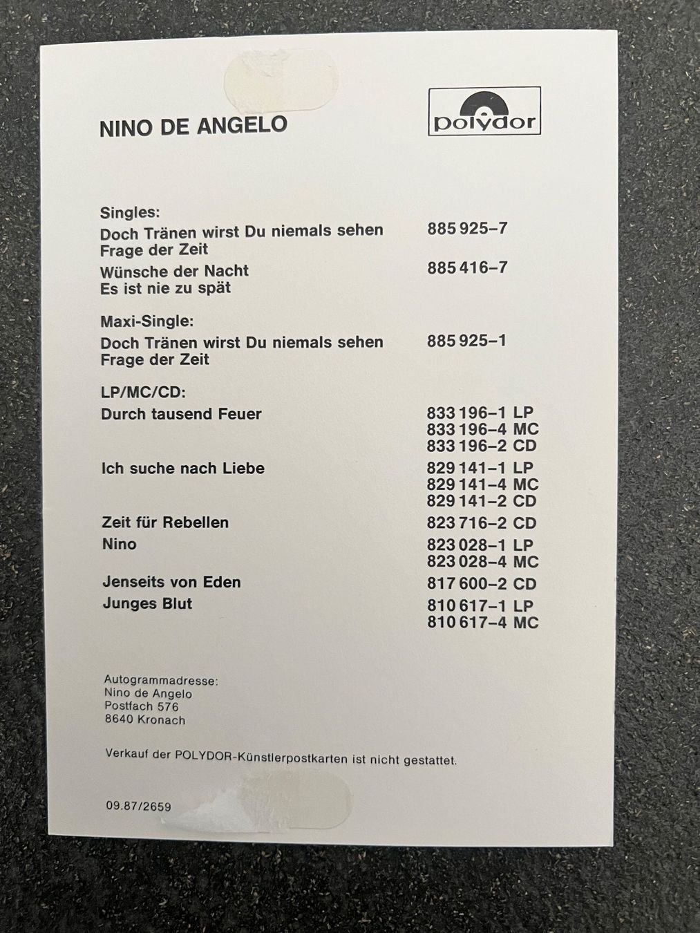 Autogramme: NINO DE ANGELO original handsigniert Autogramm – Gebraucht aus Guntershausen von sign4me 1