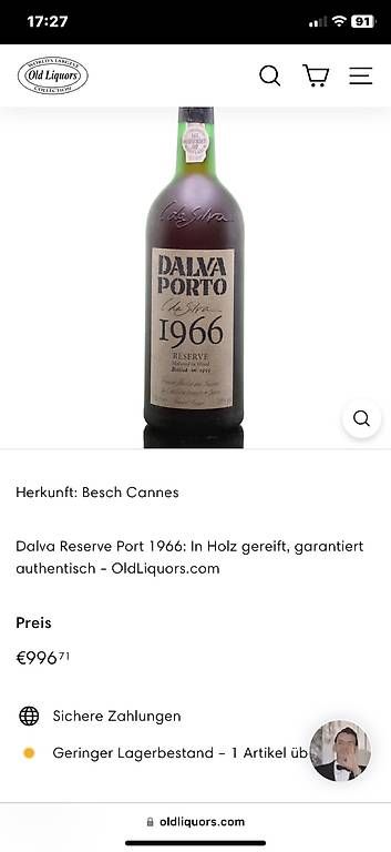 Vins: portwein 1966 dalva colheita – D'occasion à Wettingen par GMB1 4