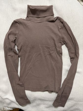 Zara Pull Col Roulé Marron Côtelé Taille S