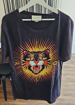 Gucci T-Shirt mit Katzen-Print, Grösse M