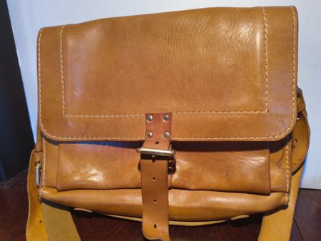 Ledertasche Handtasche mit Schulterriemen braun vintage