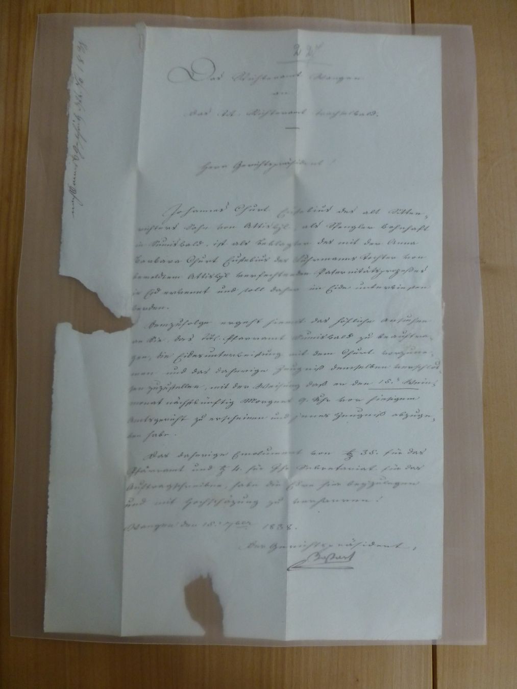 Dokumente: Herzogenbuchsee/ Trachselwald/ Sumiswald 15.?? 1838 – Gebraucht aus Bettlach von 1saurer 2