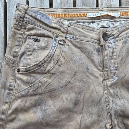 🐸 NILE HOSE BEIGE JEANS SNAKESKIN S+ 38 TOP ZUSTAND