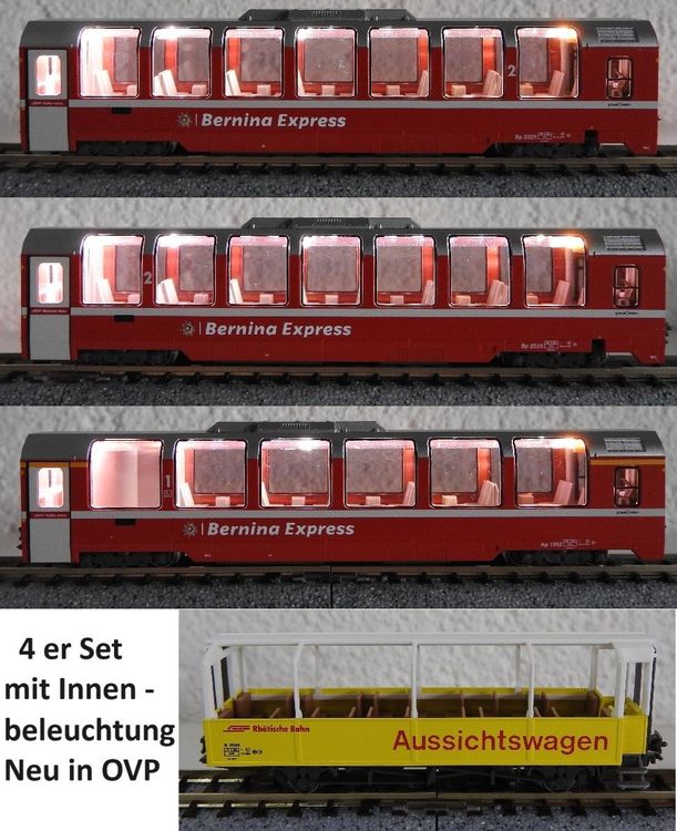 RhB 4er Set Bernina Express mit Innenbeleuchtung Spur N Neu (Neu und ...