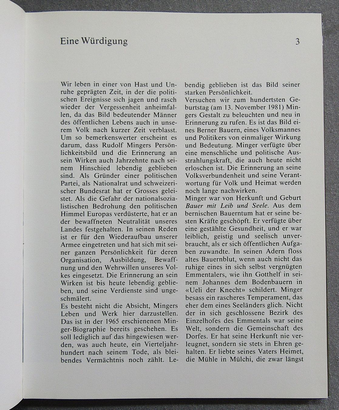 Libri: Bundesrat Rudolf Minger - von Hermann Wahlen – Usato da Auenstein venduto da Padabimbim 1
