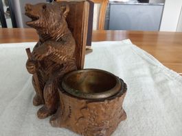 ALTER BRIENZERBÄR ASCHENBECHER UND ZÜDHOLZHALTER
