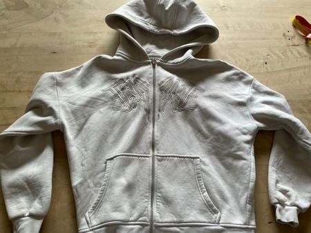 More Money More love Zip Hoodie XS/Weis, gebraucht!