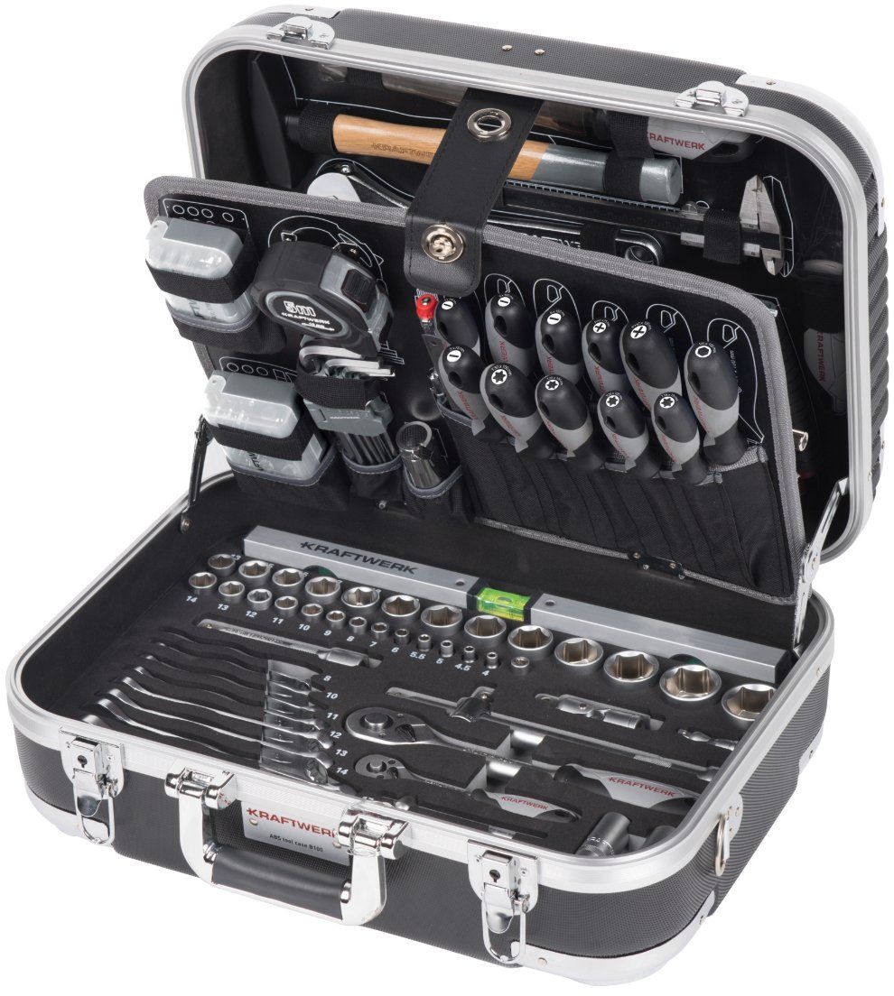 Kraftwerk Tutti gli attrezzi: Kraftwerk BASIC LINE Werkzeugkoffer ABS, 1/4" + 1/2", 170tlg – Nuovo e nell'imballaggio originale da Koppigen venduto da Bracher_Mail-House
