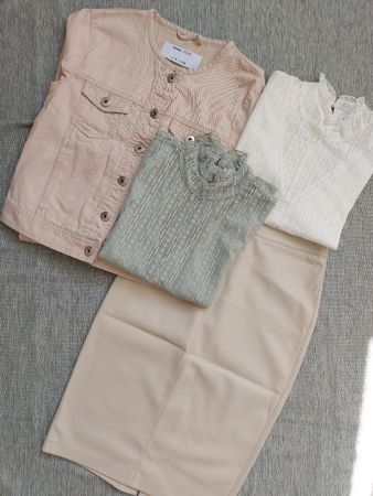 Jeansjacke, Rock, Bluse