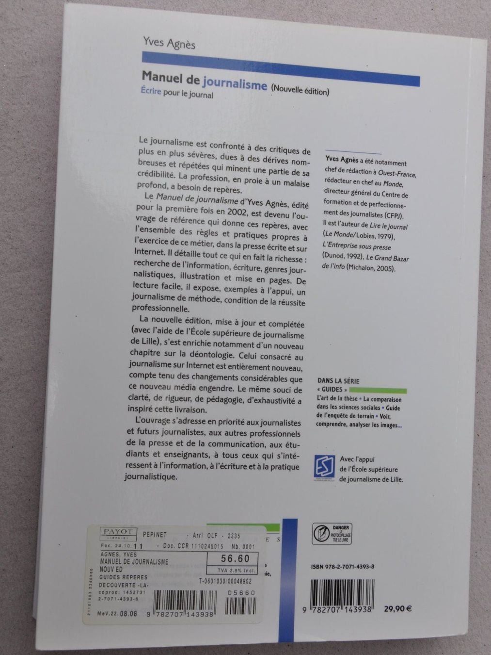 Libri: Manuel de journalisme - Y. Agnès - Grands-repères – Usato da Fully venduto da Minouchka 3